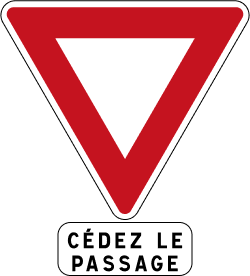 French Yield Give Way Sign