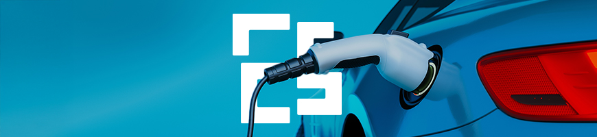 An electric car connected to a charging station