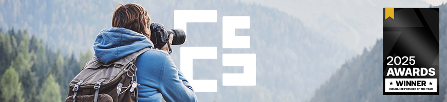 Eversure Photography News Award artwork with a man on top of a cliff photographing the view