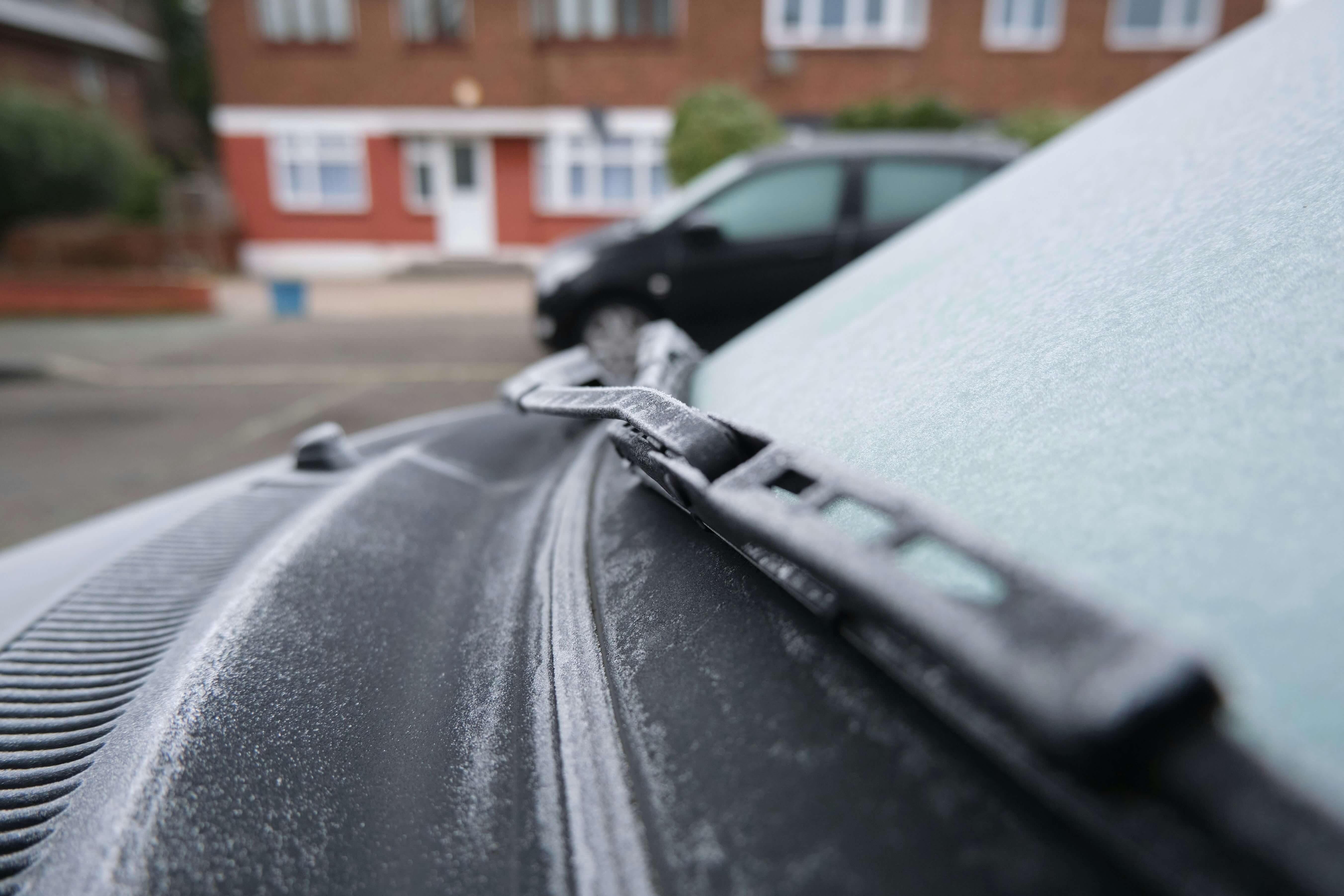 Close up of frosted wiper blades